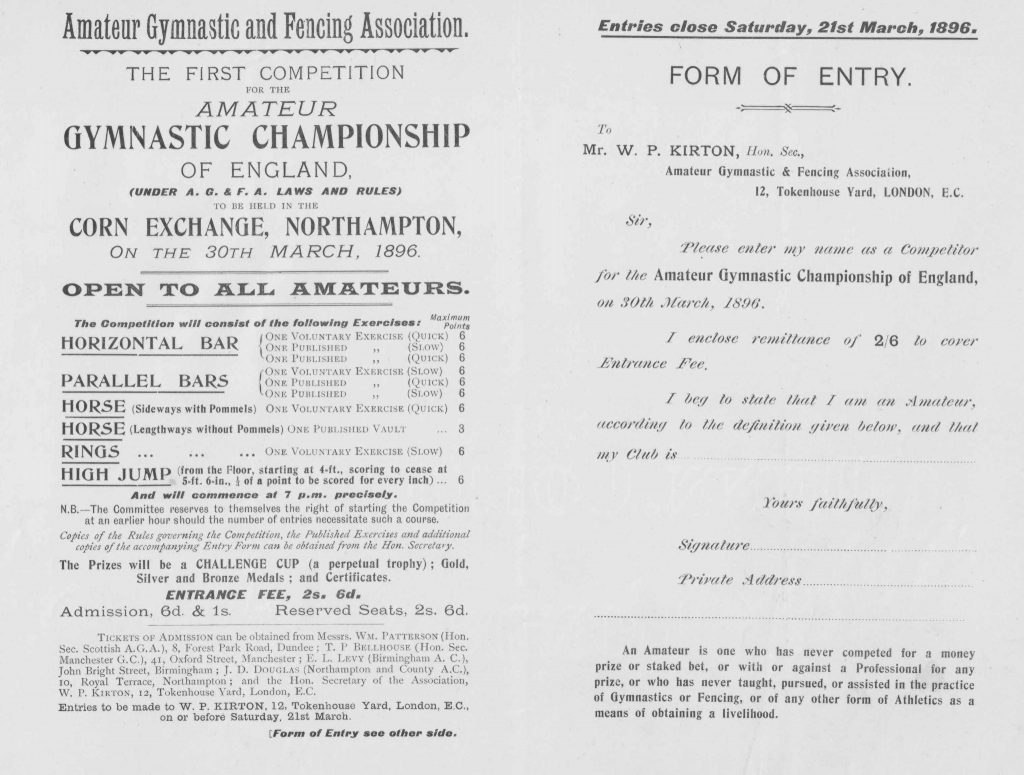 1896 - 1st English Champs 1896 & entry form