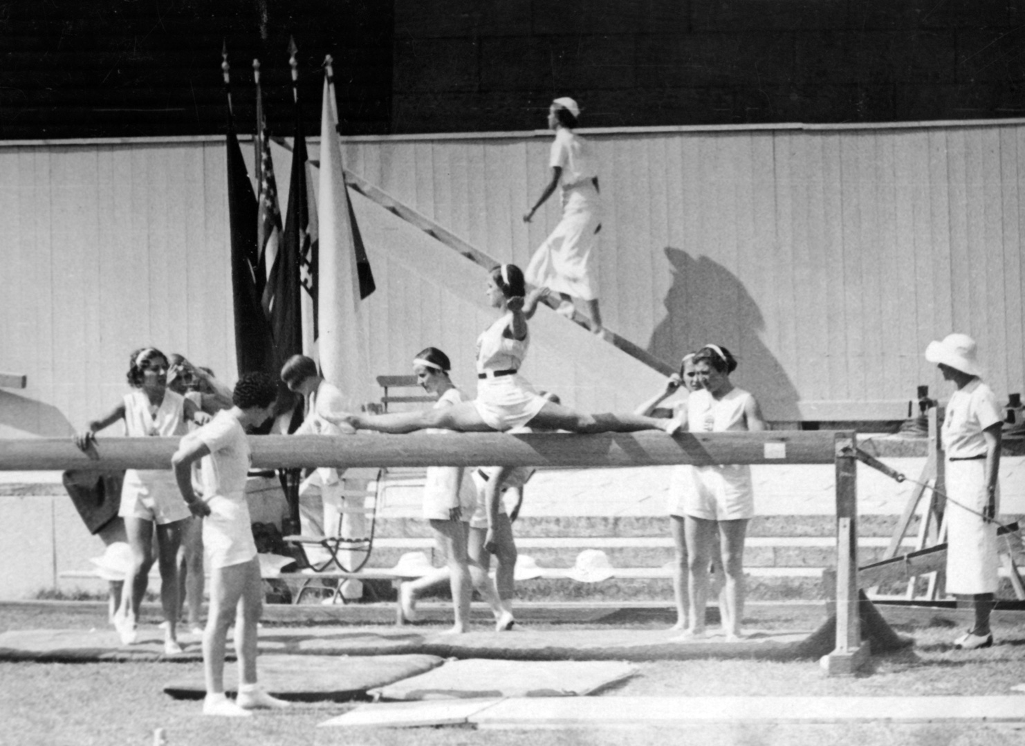 USA Women's team competing on Beam