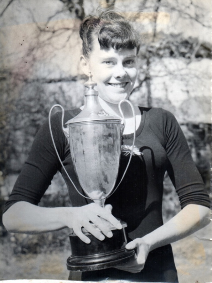 Monica with British Championships trophy at Glenwood, home for Pauline & Jim Prestidge. Photo by Jim Prestidge