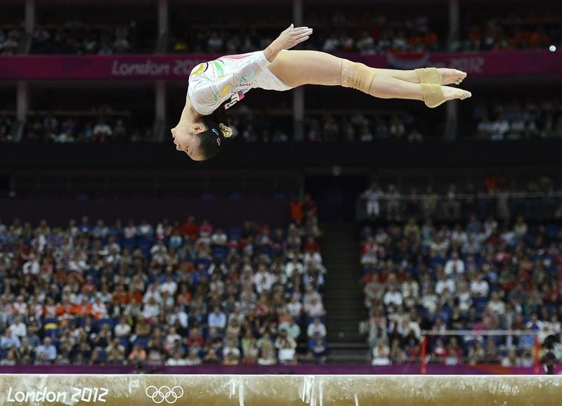 Chinese gymnast on beam at 2012