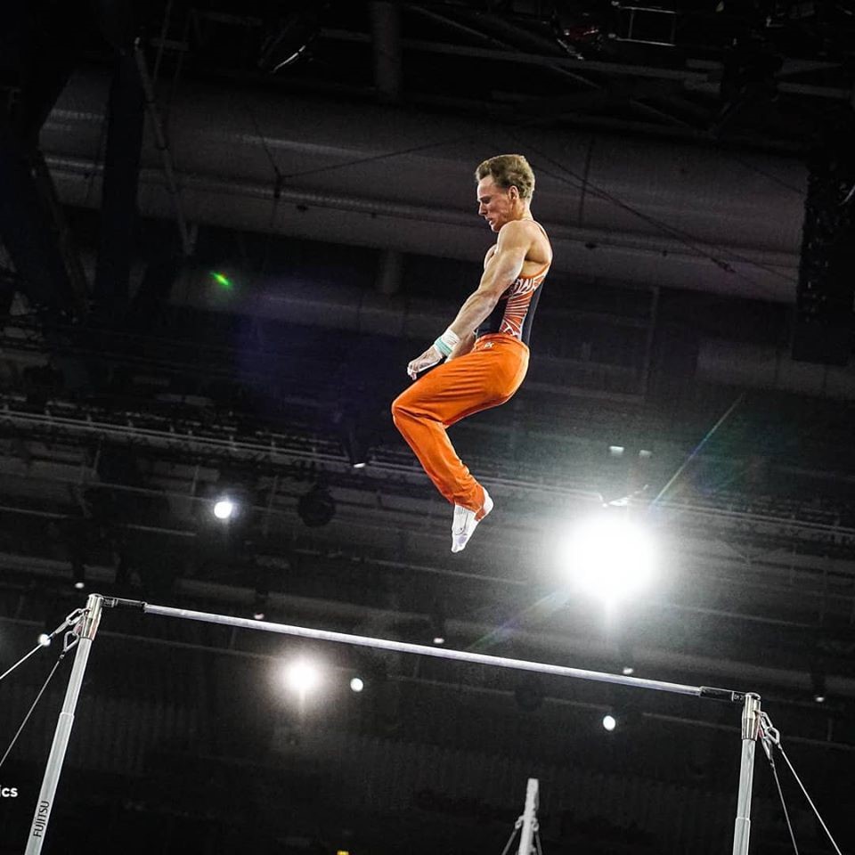 Zonderland flying on High Bar at the 2012 Olympics