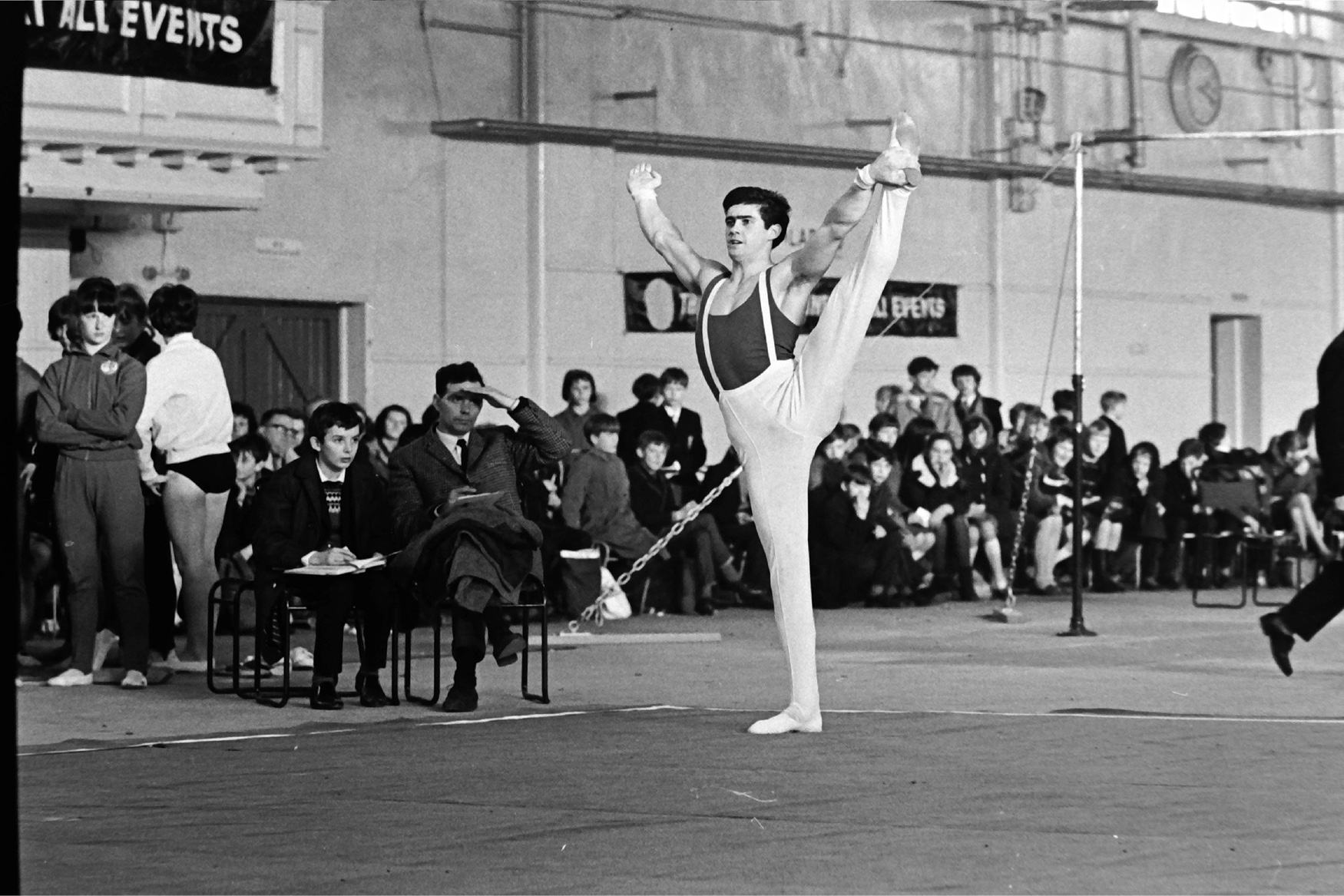 Mike Booth competing at the British Gymnastics Championships prelims in 1965 - Photo Alan Burrows