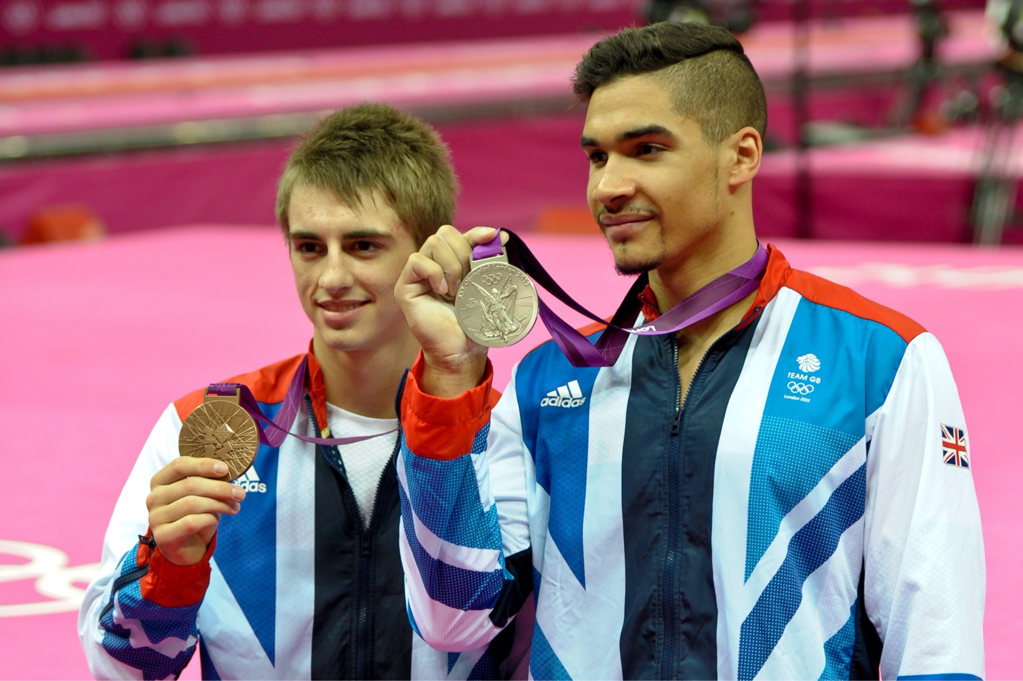 Louis Smith & Max Whitlock on the podium at the London 2012 Olympics BG 1076