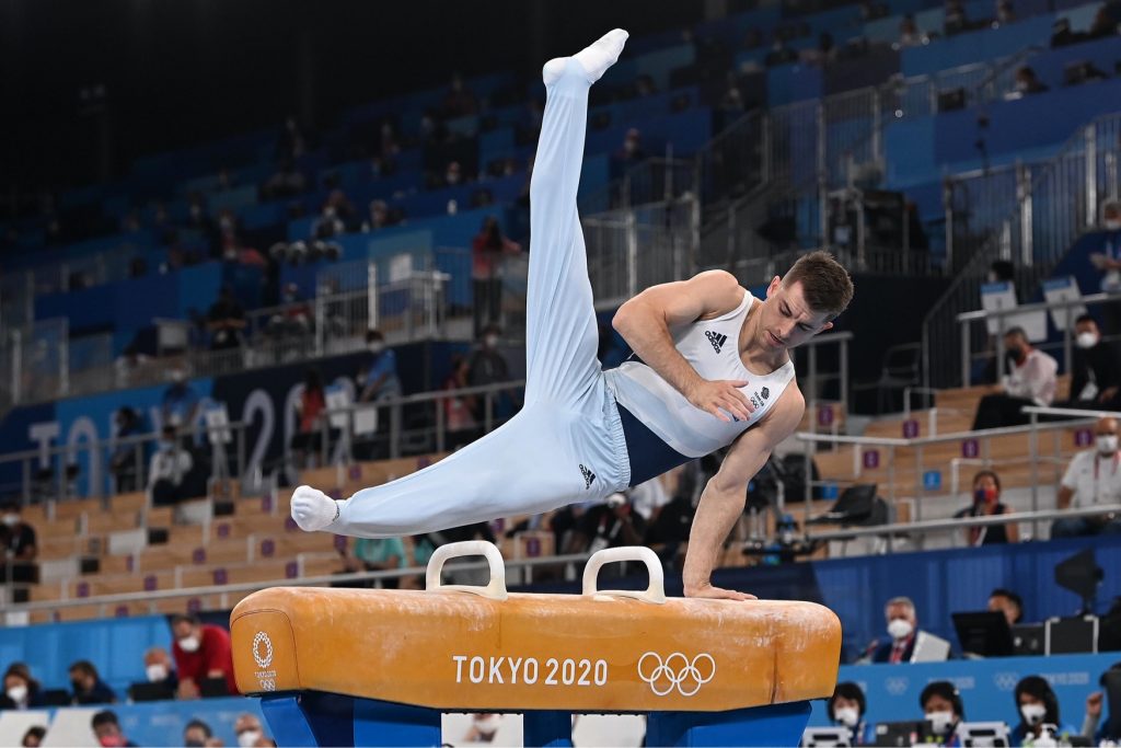 Whitlock Max winning Pommel at the Tokyo 2020 Olympics - Courtesy Garry Bowden Sport in pictures - British Gymnastics
