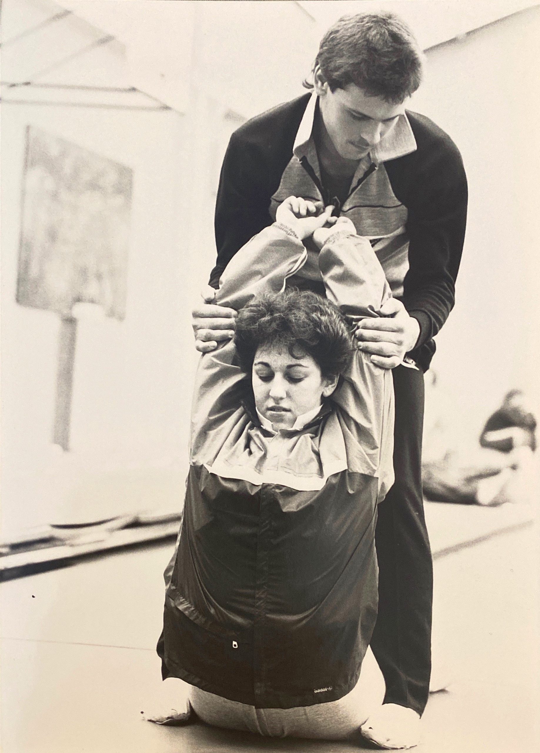 Musikant being stretched by Ian Mathews at Nat Tumbling squad age 21