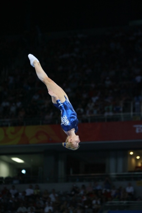 Claire Wright competing at the Beijing Olympics in 2008 - Photos courtesy Grace Chiu and British Gymnastics