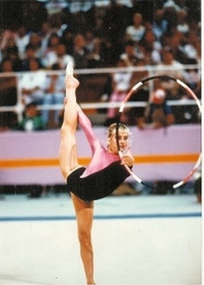 Above - British Gymnastics Rhythmic Champion Jacquie Leavy with hoop
