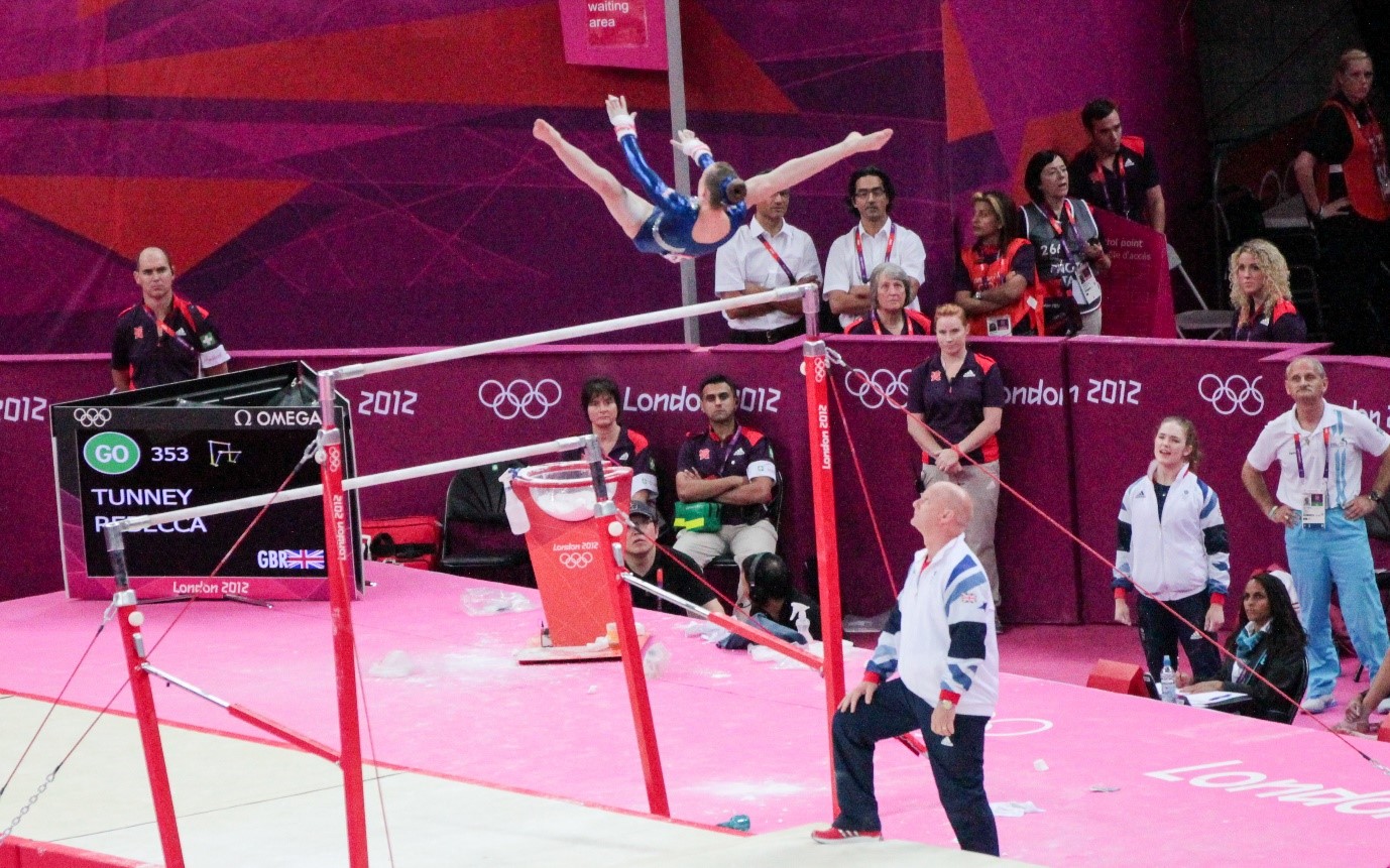 Rebecca Tunney came 15th scoring 55.699 on Uneven Bars.