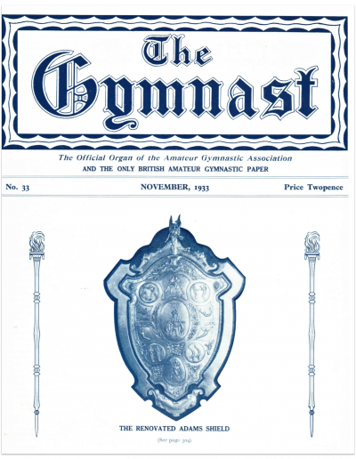 Gymnast Magazine feat. the renovated Adams Shield 1933