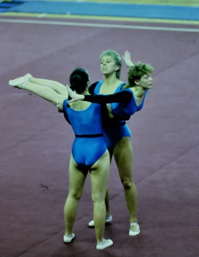 British Champions in 1985 - Denise Hargreaves, Fiona Morrison & Andrea Bell at the Nat West Display in 1987 - photo Alan Burrows