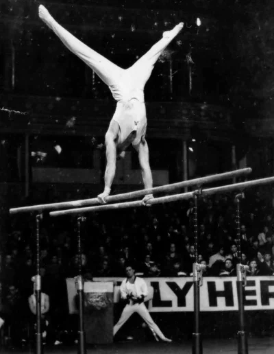 1965 was Dick Gradley’s year when he won the floor, parallel bars and high bar. He is seen here in 1962 at the Albert Hall - photo Alan Burrows
